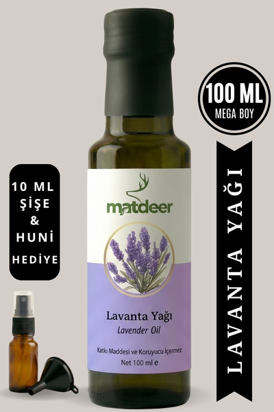 MATDEER 100 ml Lavanta Yağı - Aromaterapik Rahatlatıcı Cilt ve Ortam Kokusu -...