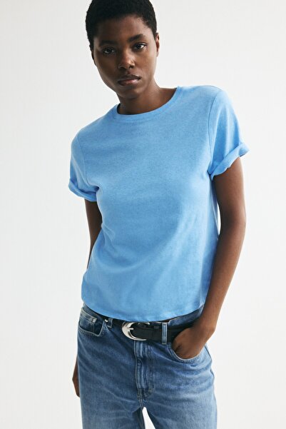 H&M Keten Karışımlı Tişört