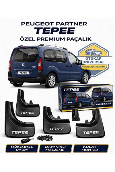 KAPOTO Peugeot Partner Tepee Uyumlu 4’lü Paçalık Takımı Ön Arka Çamurluk Tozl...