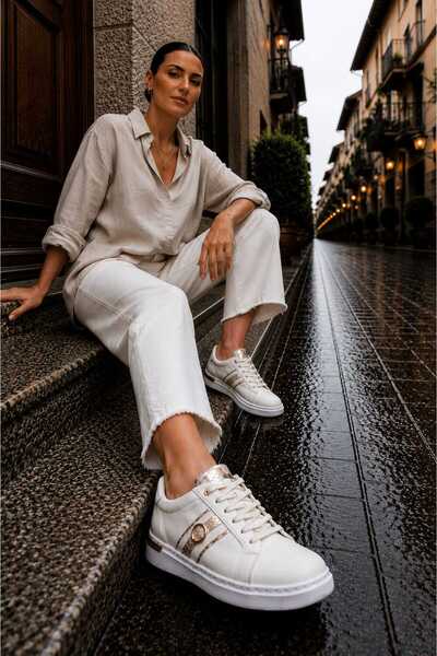 Mammamia D26Ya-7075-B Eren Shoes&Bag Genuine Leather Flat Sole Women's Sneake...