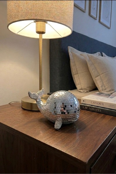 Gleamiro Studio Disko Topu Balina Figürü - Aynalı Taş İşlemeli Estetik Disco ...