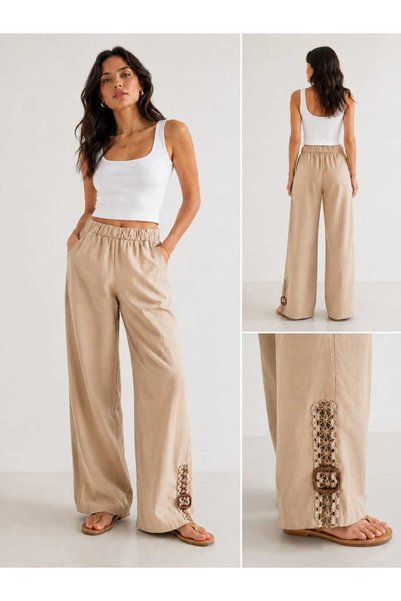 FERA Outdoor Flam Cotton Linen Light Coffee Color Pants