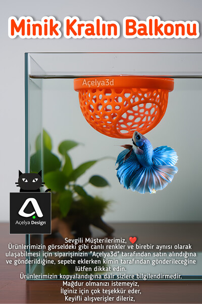 açelya3d منطقة استراحة سمك البيتا وعش التكاثر - عش رغوي نصف دائري مدعوم (لون ...