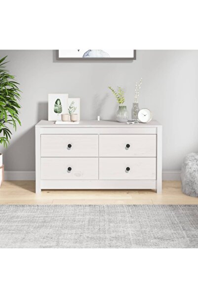 Concept Dulap lateral, alb, 100x40x54 cm, lemn masiv de pin