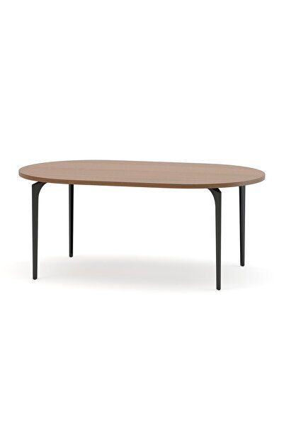 Bürotime Arte Sehpa, Melamin, Oval, Fındık & Antrasit