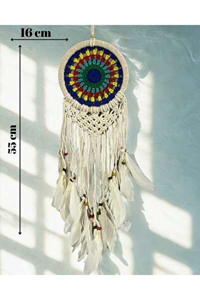 Home Örgü makrome tüylü düş kapanı ,dreamcatcher rüya kovucu 16 cm