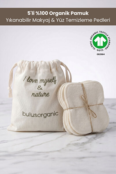 Buluş Organic 5'li %100 Organik Pamuk Yıkanabilir Makyaj ve Yüz Temizleme Ped...