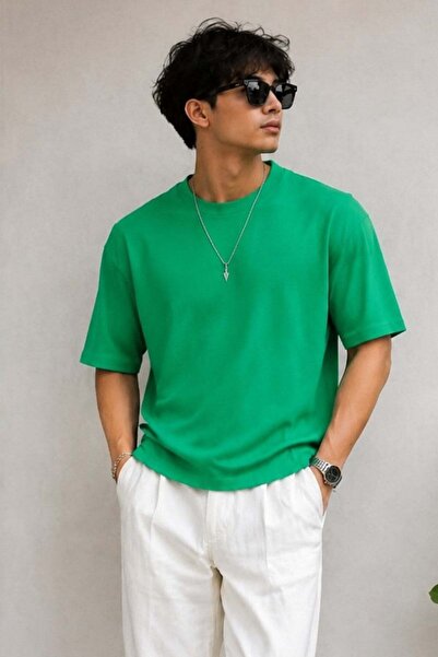 Madmext Ανδρικό Bright Green Oversize Fit Basic T-Shirt 6066