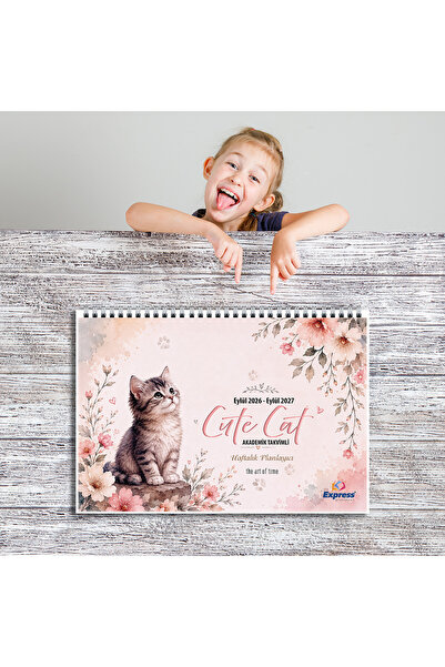 express planlayıcı 2027 Calendar A4 Size 53 Weekly Planner Cute Cat