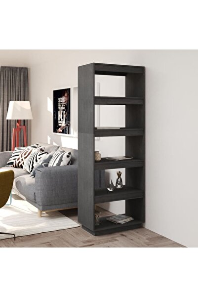 Concept Bibliotecă/Separator cameră, gri, 60x35x167 cm, lemn masiv pin
