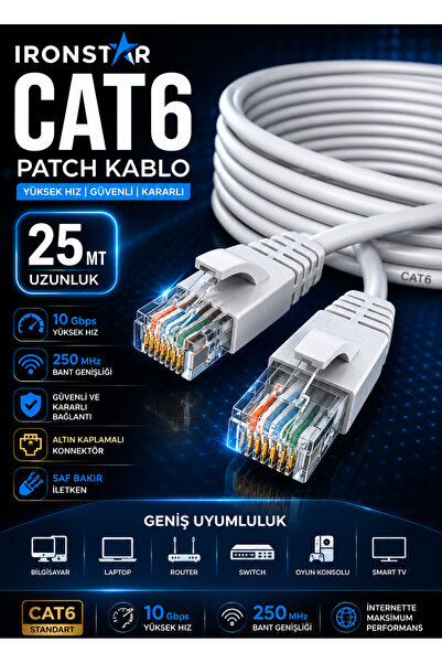IRONSTAR كابل CAT6 بطول 25 متر، كابل إنترنت بطول 25 متر، كابل CAT بطول 25 متر...