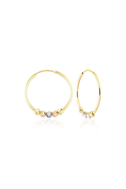 Sembol Gold Halka Küpe Dorikalı Tricolor 14K Gold