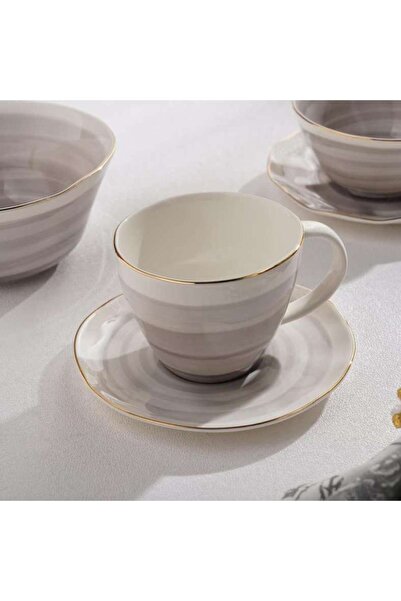 PAN HOME Color Whirl Porcelain Tea Cup And Saucer 225ml -grey