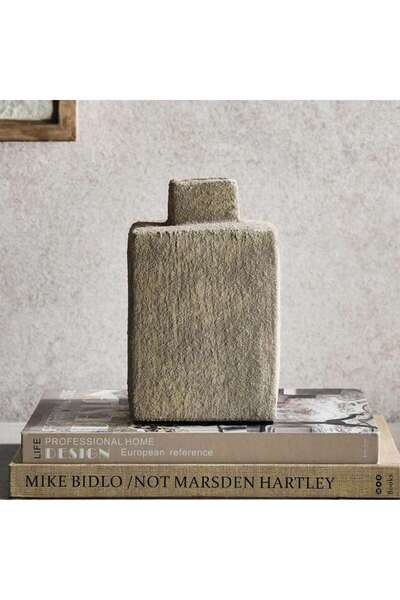 PAN HOME Jaffa Stoneware Square Vase 11.5x11.5x18.5cm - Grey