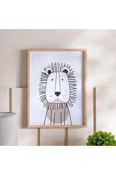 PAN HOME Lion Sketch Wall Art 32x42cm - Black