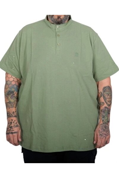 cusseli Large Size Men's Judge Collar Polo T-Shirt 24339 Green