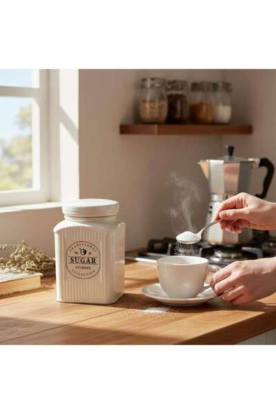 PAN HOME Lenosa Sugar Canister 700ml -white