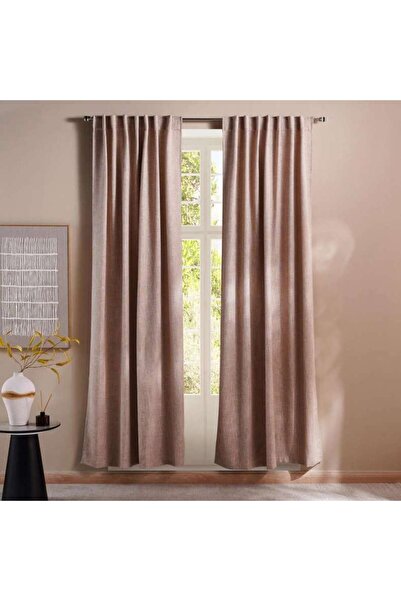 PAN HOME Miranda Faux Linen 2 Piece Curtain set 130x240cm - Linen