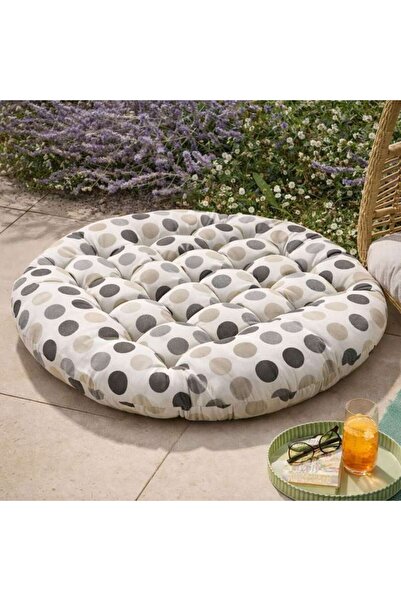 PAN HOME وسادة دائرية بنقشة نقاط بيج مع إغلاق خياطة 240 جرام/م² - 120x120x12 ...