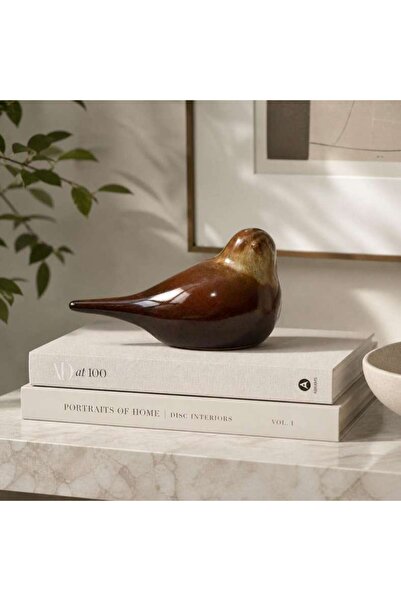PAN HOME Faye Ceramic Abstarct Bird Figurine 17x8x8.5cm - Brown