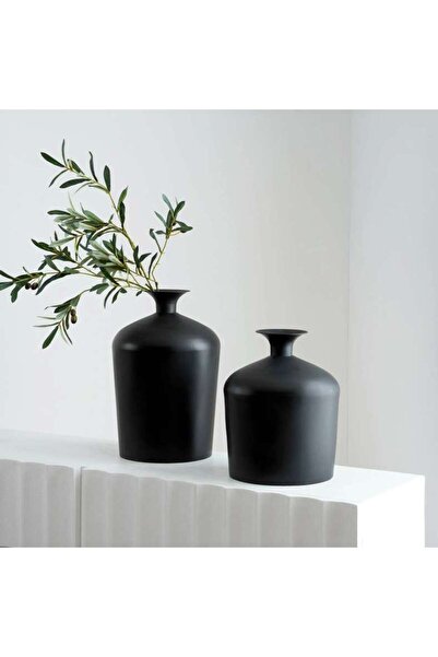 PAN HOME مزهرية توليفر على شكل زجاجة 29×46 سم - أسود