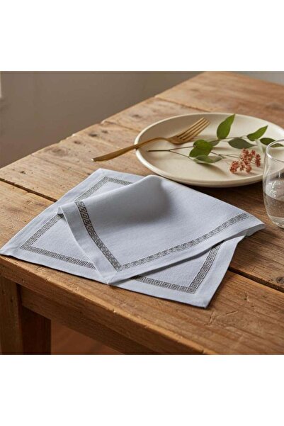 PAN HOME طقم مناديل مطرزة يونانية 6 قطع 45x45 سم - بيج