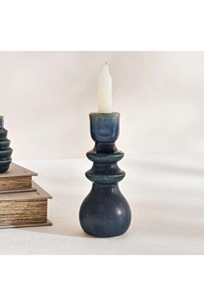 PAN HOME Pearson Ceramic Taper Candle Holder 8x8x19cm - Blue