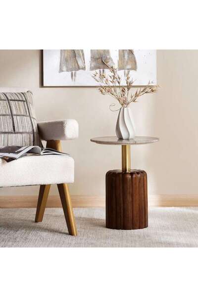 PAN HOME Brisa Accent Table Marble - Beige Brown