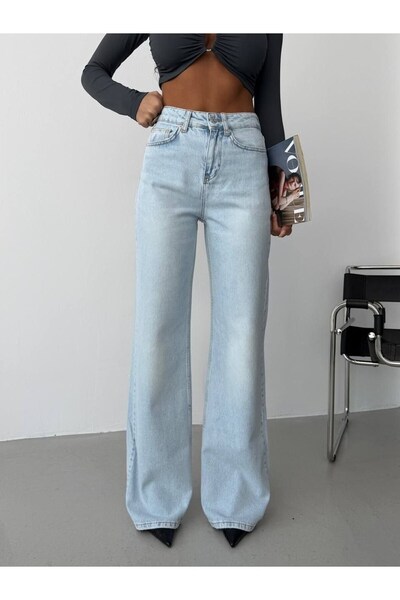 HerTon Women's High Waist Wide Leg Jean Pants – 98% Cotton Modern Fit Jeans