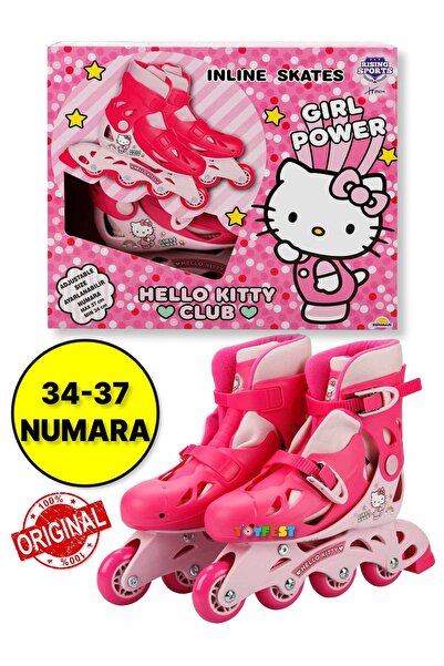 TOYFEST Hello Kitty Tek Sıra 4 Teker Paten - (34 - 37 NUMARA IÇİN AYARLANABİLİR)