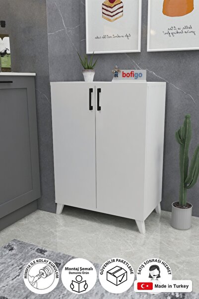 Bofigo Bofigo 4 Shelves 2 Door Shoe Cabinet Multipurpose Storage Cabinet Cere...
