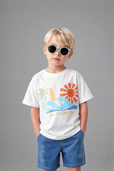 DeFacto Cotton 2-Piece Tropical Printed Ecru Set for Baby Boy H7306A526Hs