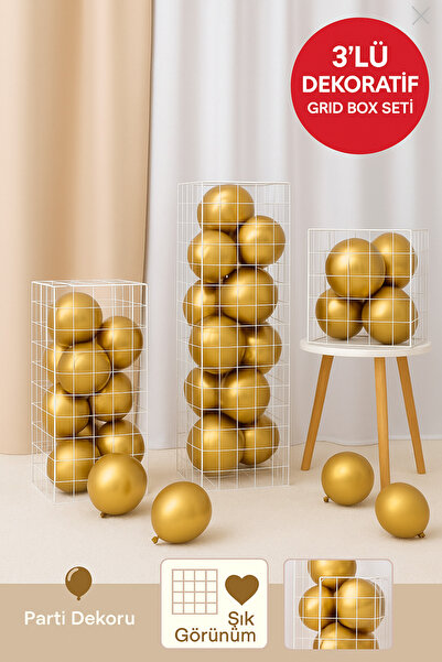 TOYFEST Set de 3 cutii cu grilă din plastic alb |   Cutie decorativă pentru b...