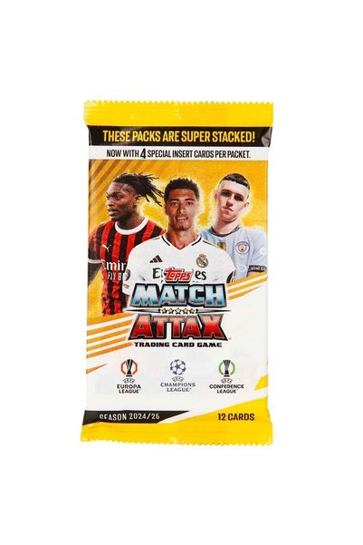 TOYFEST Topps Match Attax 24-25 UEFA Şampiyonlar Ligi Avrupa Ligi Konferans Ligi Futbolcu Kartları - 4 PAKET