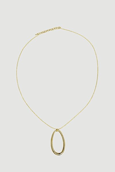 Gusto Oval Aksesuarlı Metal Kolye - Gold