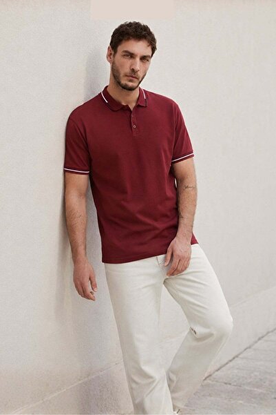 Madmext Ανδρικό μπλουζάκι Claret Red Polo Collar 6113