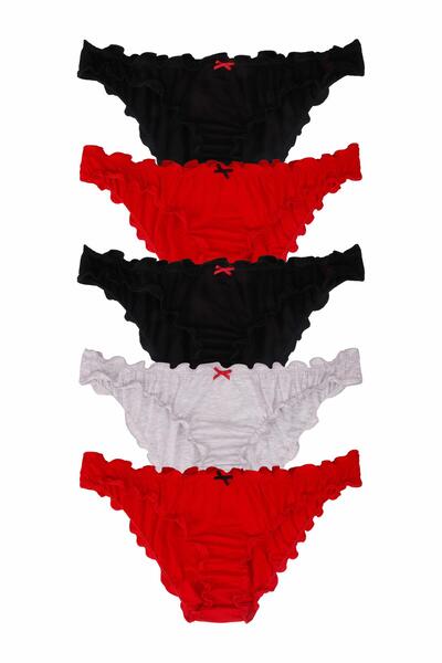 Dominant Női pamut színes fodros bikini bugyi 5 darabos csomag (S-M-L)