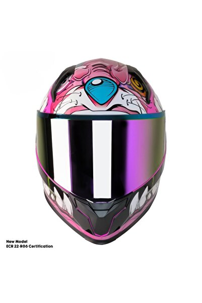 MOTOANL Motosiklet Kadın Kaskı 22.R06 Sertifikalı Güneş Vizörlü Fiber Kask Fu...