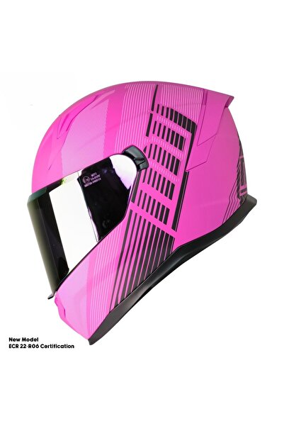 ebakbak Motosiklet Kadın Kaskı 22.R06 Sertifika Güneş Vizörlü Fiber Kask Full...