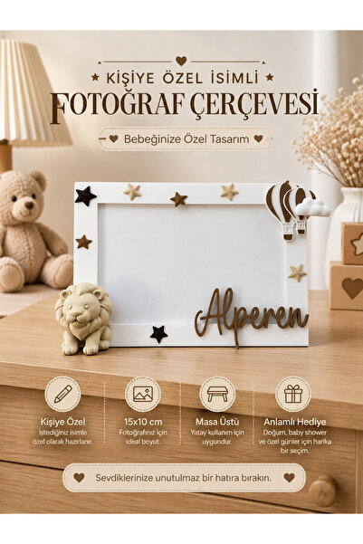 Liora3dStudio Kişiye Özel İsimli Çocuk Bebek Fotoğraf Çerçevesi 10x15 Dekorat...