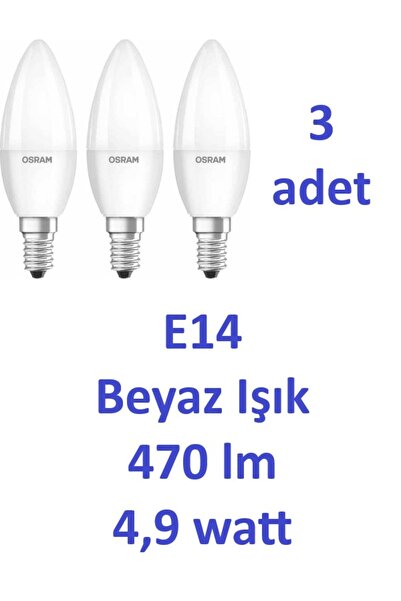 Osram Led Value 4.9w Mum Beyaz Işık E-14 Ampul 470 Lm (5 Adet)