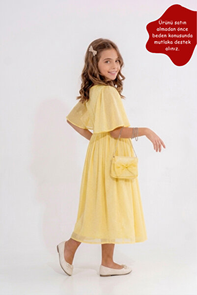 Eray Kids Yıldızlı Şifon Kemerli Kız Çocuk Abiye Elbise