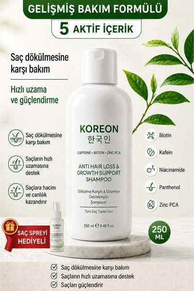 KOREON Saç Dökülmesine Karşı Hızlı Uzatan Güçlendirici Onarıcı Şampuan 250 ml...