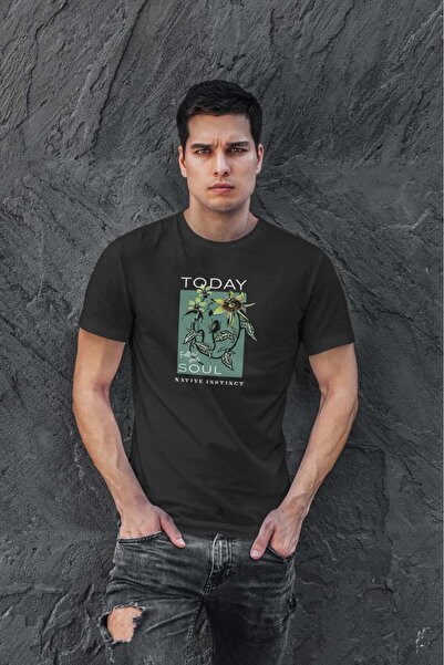 buzagi tasarım ürünleri Today Regular Fit Black Unisex T-Shirt