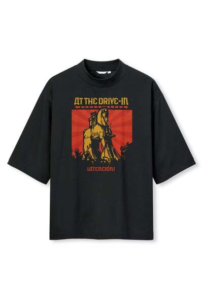 buzagi tasarım ürünleri At the Drive in Digital Print Oversize Black Unisex T...