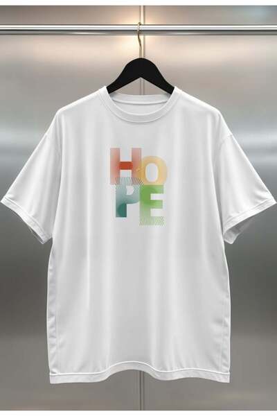 buzagi Organic Cotton Digital Printed Oversize White T-Shirt