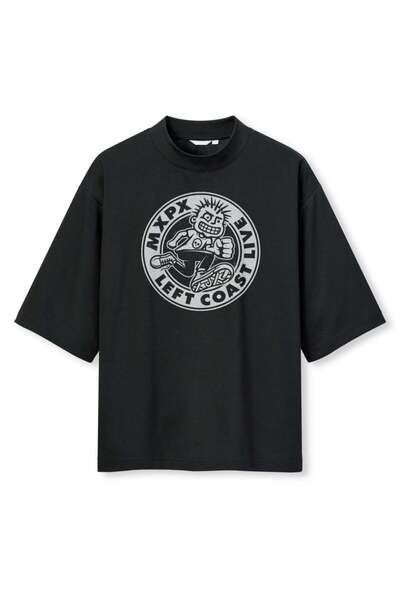 buzagi tasarım ürünleri Mxpx Digital Printing Oversize Black Unisex T-Shirt