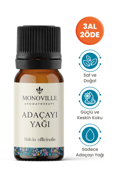 Monoville Adaçayı ( Acı Elma ) Uçucu Yağı 10 ml Saf ve Doğal (Sage Essential ...