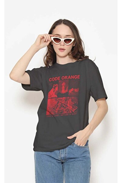 buzagi tasarım ürünleri Code Orange Regular Fit Black Unisex T-Shirt