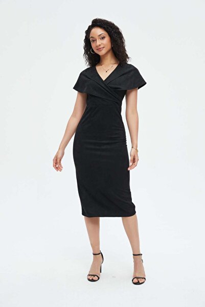 Nichii Women's Solid Midi Dress with Short Sleeves